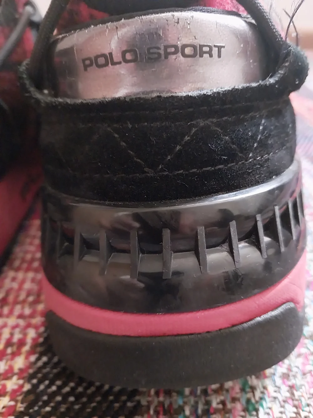 Polo Ralph Lauren PS200 Sport Black/Red Plaid Suede Sneaker Shoes Mens Sz 10.5